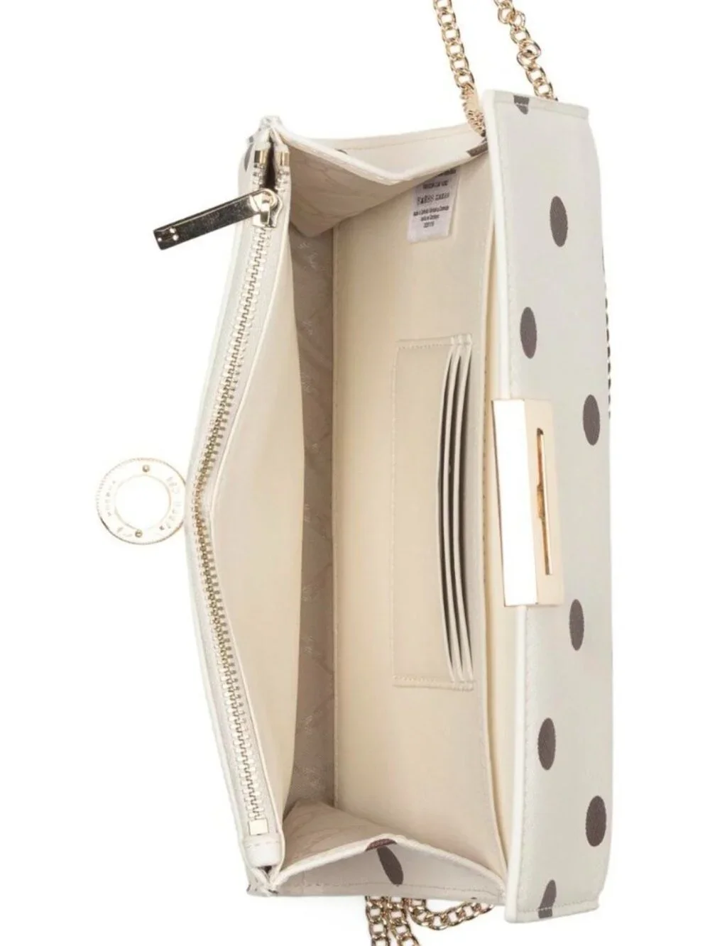 NWT ⭐ Ted Baker PARISA Crossbody Wallet on a Chain Bag Ivory / Brown Polka Dots